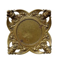 *HH* Antico Piatto Bassorilievo Volto Demone Satiro Piattino Coppa Cornice 