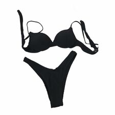 Costume da bagno donna bikini nero mare SHEIN nuovo mai utilizzato S vita alta