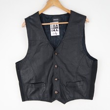 Gilet gilet gilet vintage in pelle nera taglia L (T9557)