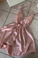 Tuta tutina in raso moda fashion donna sexy schiena nuda rosa