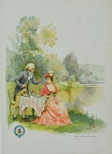 Affichette ancienne entoilée - COGNAC RENAULT ET Cie - vers 1900 