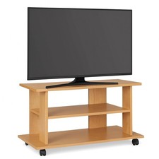 Mobile TV in Legno MDF con Ruote 2 Ripiani Porta Televisore Moderno 80x40x45 cm