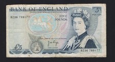 INGHILTERRA - Bank of ENGLAND - 5 POUNDS (1970-1980) Circolata / 02