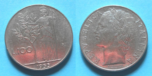 100 lire 1955 minerva 1 - 100,