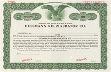 Hussmann Frigorifero Co. Certificato di Stock.