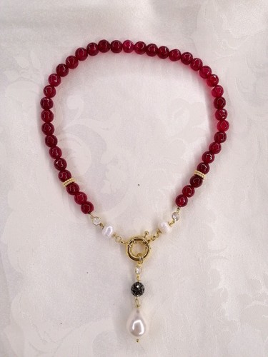 Collana agata color rosso - agata,