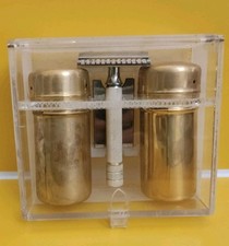 confezione rasoio + portalamette+portasapone stick da barba VINTAGE