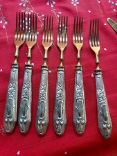 SERVIZIO ANTICHE FORCHETTINE E COLTELLI ARGENTO 800 12 PEZZI DA DOLCE VINTAGE