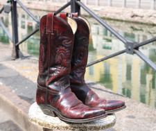 Stivali pelle bordeaux borgogna camperos texani cowboy unisex Charro numero 41