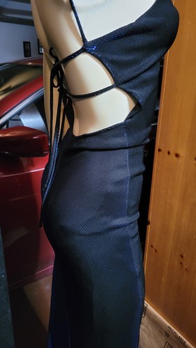 Abito lungo nero blu - e,