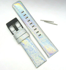 DIESEL Original Cinturino In Pelle DZ5459 Bracciale Argento 20 Mm