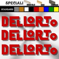 3 adesivi DELLORTO prespaziato, auto moto,scooter 15cm