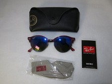 Occhiali da sole Ray Ban RB4246 CLUBROUND nuovi con scatola montatura bordeaux flash specchiato