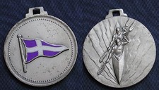 MEDAGLIA ARGENTATA E SMALTI CANOTTAGGIO CANOTTIERI ROWING CANOA VOGARE REMO