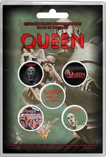 Queen News of the World pack of 5 round pin badges