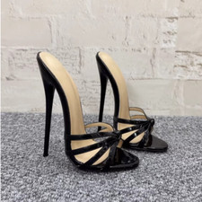 Sandali donna nightclub sexy tacchi a spillo punta aperta mules tacco alto pantofole festa