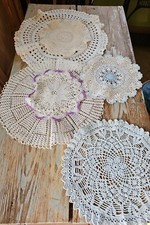 6 Centri Centrino Uncinetto Cotone  Lavorati A Mano Bomboniera Pizzo Tovaglietta