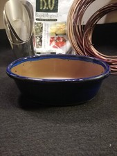 Vaso per bonsai ovale in gres smaltato