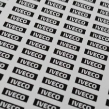 Iveco logo bianco cabina turbo star grafica adesiva scala 1/87 - 10 pezzi -