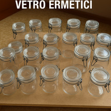Lotto 21 Barattoli in Vetro Ermetici con Chiusura a Leva – 1L, ¾L, ½L