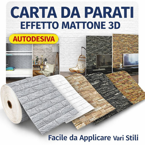 Carta parati mattoni - 3d,