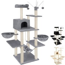 Tiragraffi per Gatti Gatto Gioco Palestra Sisal Altezza 165cm con Amaca Grigio