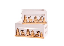 Set 2 Cassette Natale Legno Scatola Confezione Regalo Vanninge Contenitore Natal