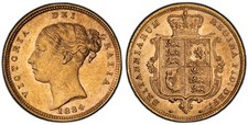 GRAN BRETAGNA Vittoria 1884 AV Mezza Sovrana. PCGS MS63. SCBC-3861; Marsh 458
