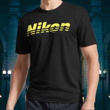 NUOVO! T-shirt manica lunga Nikon logo giallo divertente taglia dalla S alla 5XL