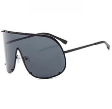 Occhiali Da Sole Rick Shield Mask Lenti  Avantgarde Owens Black Lens Black Rivet