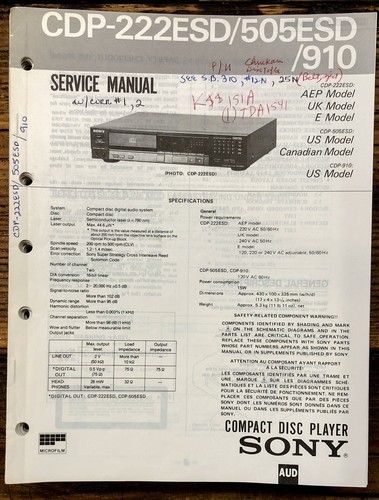 Sony cdp 222esd - sony, cdp-222esd