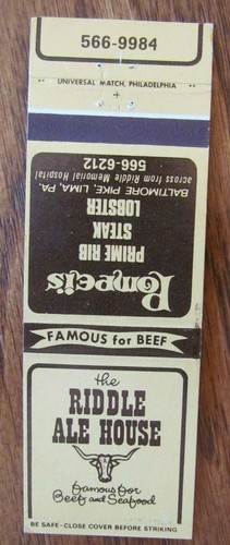 Lima pennsylvania matchbook - lima,,