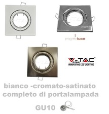 V-TAC  PORTAFARETTO QUADRATO DA INCASSO GU10 MR16 GU5.3 FARETTO ORIENTABILE 7227
