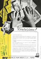 O184-RIV-OFFICINE  VILLAR PEROSA SPA-TORINO-REGISTRATORI DI CASSA DEPLIANT PUB.