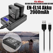 2x EN-EL14 EL14a batteria +