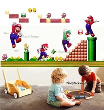 SUPER MARIO BROS Adesivi da parete bambini bambini ragazzi gioco sala giochi decorazione camera da letto