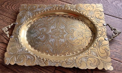 Vassoio decorato ottone - vassoio,