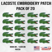 20x Distintivi Applique Toppe Ricamate Coccodrillo Verde Ferro da Cucire