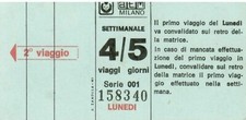 ATM Milano, Tessera  settimanale vintage 4 viaggi 5 giorni