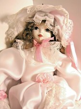 Bambola grande vintage in porcellana pizzi 50 cm merletti e nastrini rara bella