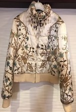 Roberto Cavalli Class Giubbotto Bomber Tg.40 Col. Beige Stampa Ramage