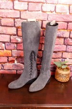 Stivali In Camoscio Grigi Con