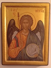Icona dipinta a mano. Icona raffigurante San Michele, con fondo oro. Cm. 24x18,5