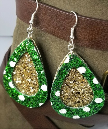 Orecchini verdi glitter con