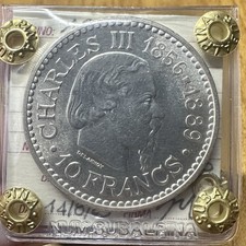 Moneta MONACO 10 FRANCHI 1966 25 gr ARGENTO 900 sigillata qFDC