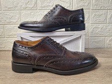 Scarpe Campanile Marrone Pelle Punta Alare Derby Full Brogue Medaglione Oxford Taglia 6