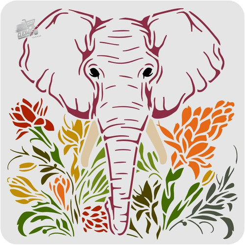 Stencil muro elefante 30x30cm - muro,