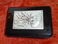 Scatola porta carte da gioco CASTELLANI “ACCA”, legno laccato nero e argento