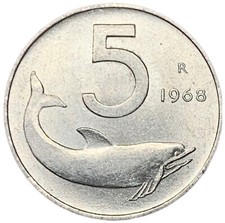 5 LIRE 1968 - DELFINO E TIMONE