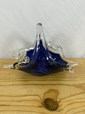 Ciotola cesto blu in vetro